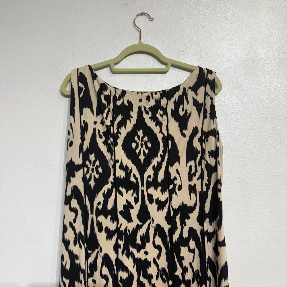 North Style Cream Black Ikat Print Sleeveless Midi Dress Sz 18 - Picture 7 of 11